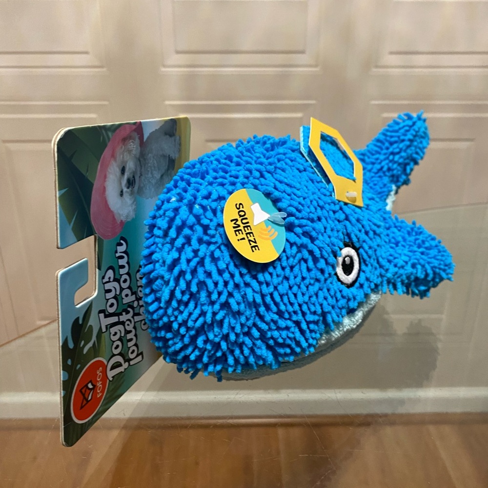 FOFOS Ocean Time Dog Toy Whale 🐳 Wheale 12”  Clinker & Squeaker